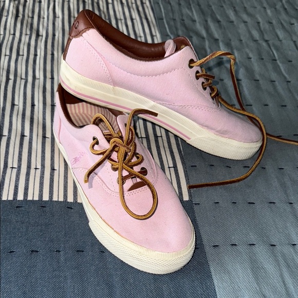 Ralph Lauren Pink and Brown Canvas Sneakers - Picture 4 of 8